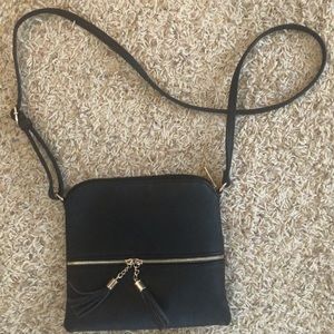 Medium Black Crossbody Purse with tassels